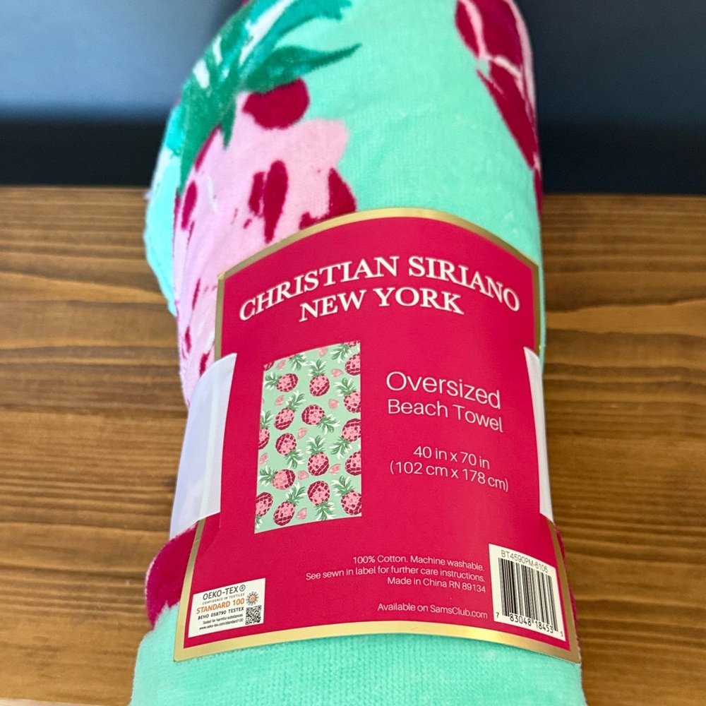 Christian Siriano Pink and Green Beach Towel